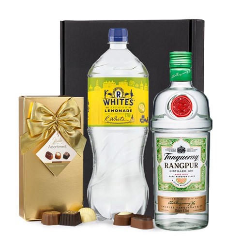 Tanqueray Rangpur Gin 70cl with R. White’s Lemonade & Chocolates Gift Box | Spirit Mixer Set
